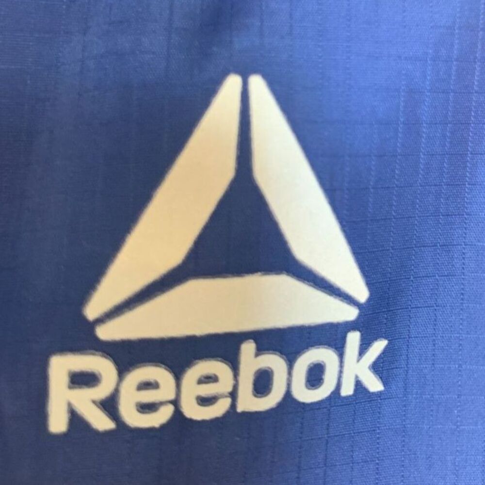 Reebok Blue Camo Hooded Puffer Jacket Youth 18 XXL Navy Red Zip Pockets - Picture 4 of 5